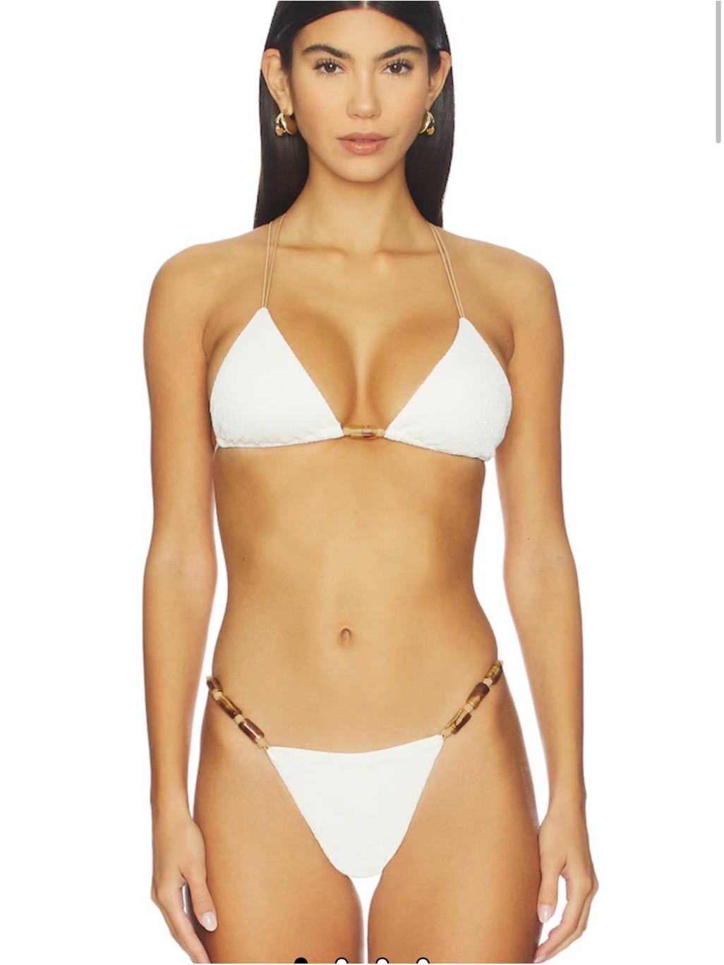 Revolve White Triangle Bikini Set With Gold Accents